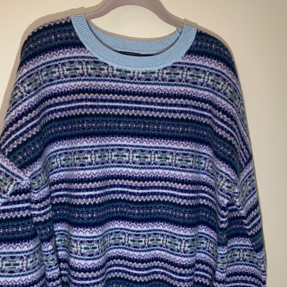 Vineyard Vines Fair Isle Crew Neck Merino Wool Sweater Aqua Ocean Women’s XL